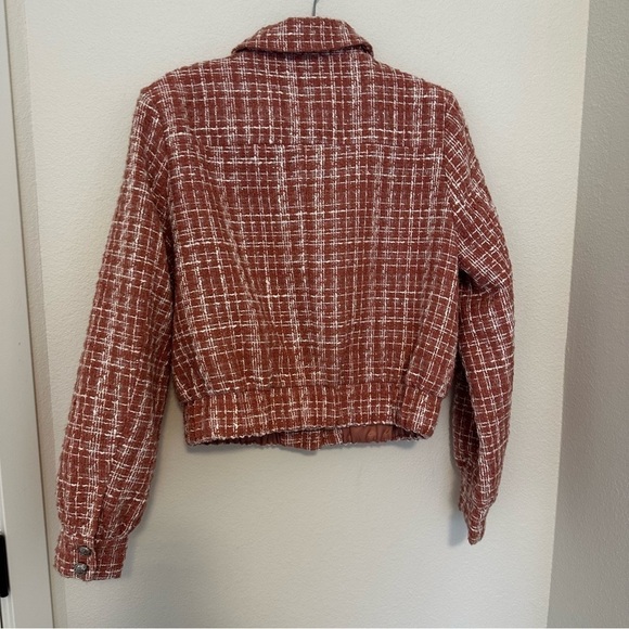 Walter Baker Nelly Tweed Buttoned Jacket Pink White Size Large Women’s Collared - Picture 7 of 12